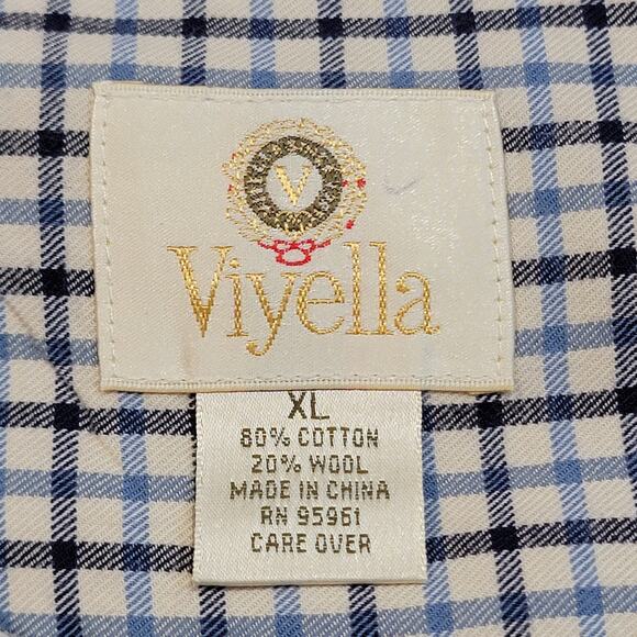 Viyella Mens Wool Blend Plaid Button Down Shirt Size XL Long Sleeve Top - Picture 3 of 6